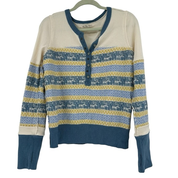 Free People To the Woods Fair Isle Sweater in Light Combo L - Picture 3 of 9